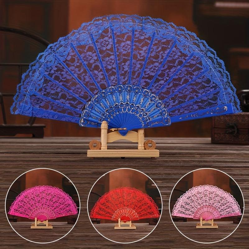 1pc Lace Fan Plastic Stage Prop Chinese Style Fan For Women