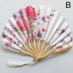 Chinese Silk Classical Hanfu Fan Tassel Elegent Female Fan Home Decoration Fan