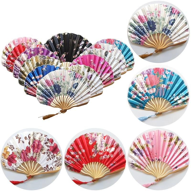 Chinese Silk Classical Hanfu Fan Tassel Elegent Female Fan Home Decoration Fan