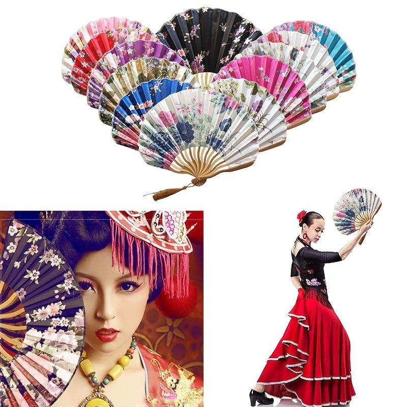 Chinese Silk Classical Hanfu Fan Tassel Elegent Female Fan Home Decoration Fan