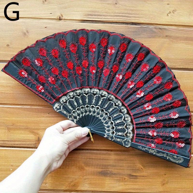 Sequin Fan Floral Dance Folding Fan Summer Handheld Fan Clothing Accessory
