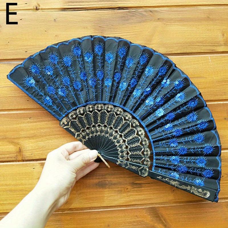 Sequin Fan Floral Dance Folding Fan Summer Handheld Fan Clothing Accessory