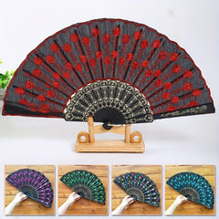 Sequin Fan Floral Dance Folding Fan Summer Handheld Fan Clothing Accessory