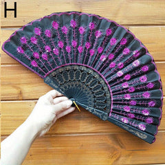 Sequin Fan Floral Dance Folding Fan Summer Handheld Fan Clothing Accessory