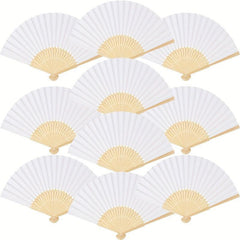 Foldable Paper Fan Portable Chinese Bamboo Fans for Wedding Guest