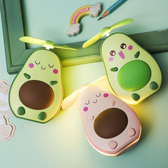 Avocado USB Handheld Fan Night Light Makeup Mirror Small Fan