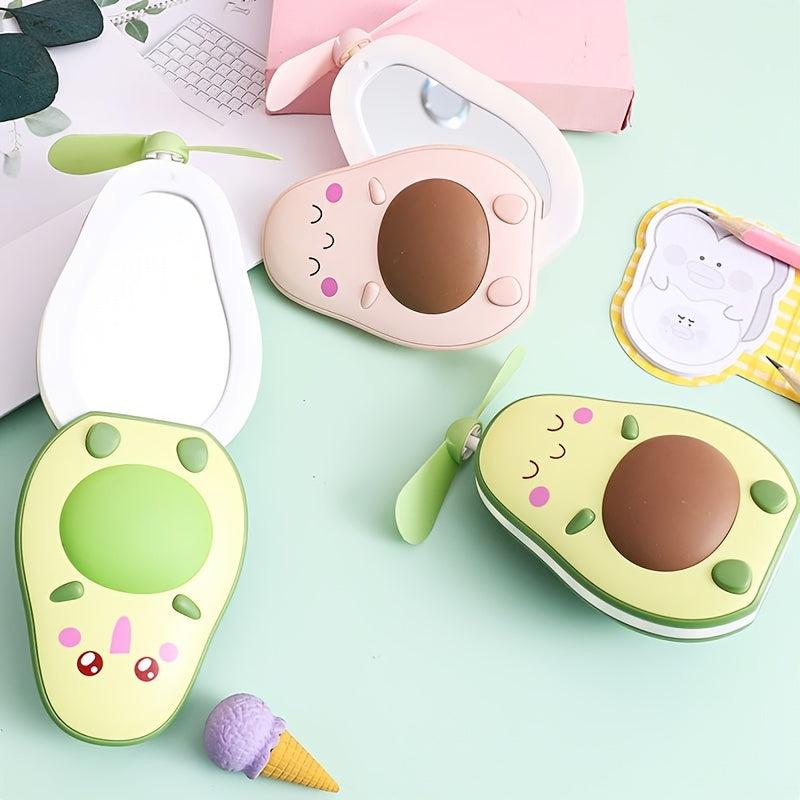 Avocado USB Handheld Fan Night Light Makeup Mirror Small Fan
