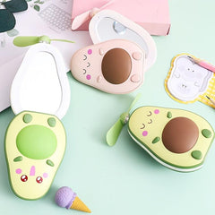 Avocado USB Handheld Fan Night Light Makeup Mirror Small Fan