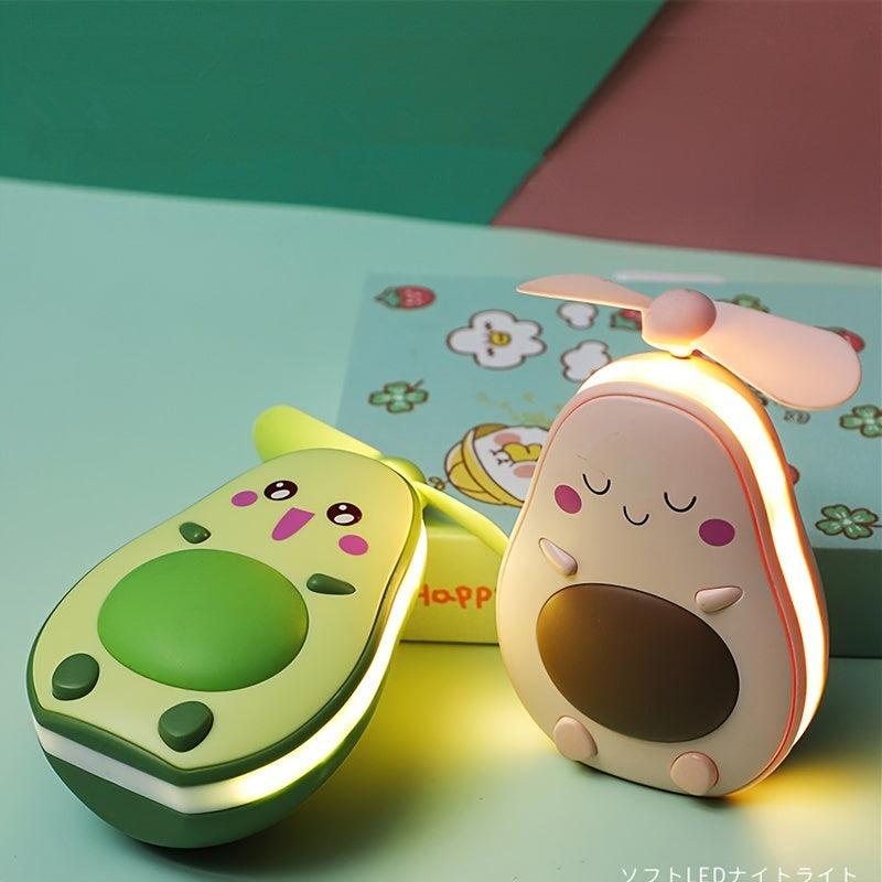 Avocado USB Handheld Fan Night Light Makeup Mirror Small Fan
