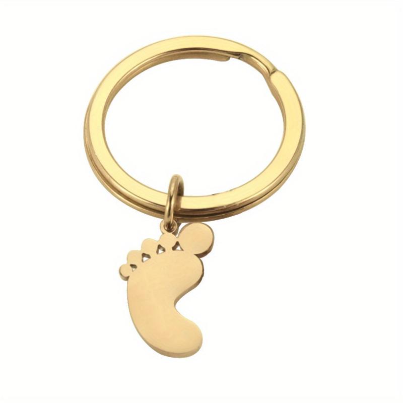 Stainless Steel Baby Feet Keychain For Men Family Father's Gift Car Keyring