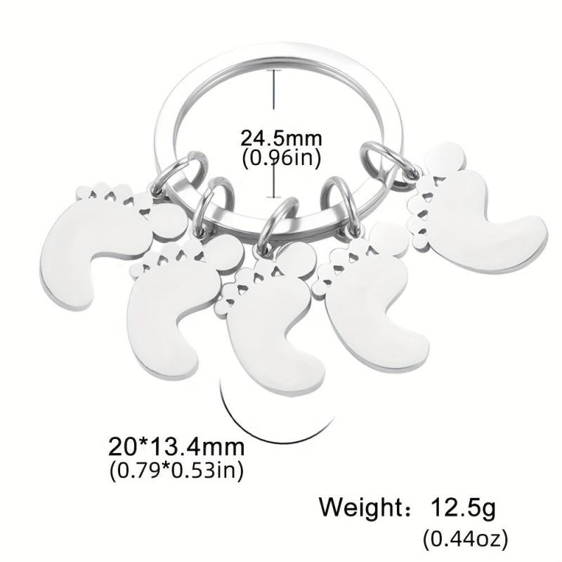 Stainless Steel Baby Feet Keychain For Men Family Father's Gift Car Keyring