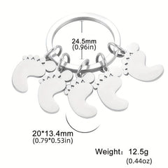 Stainless Steel Baby Feet Keychain For Men Family Father's Gift Car Keyring