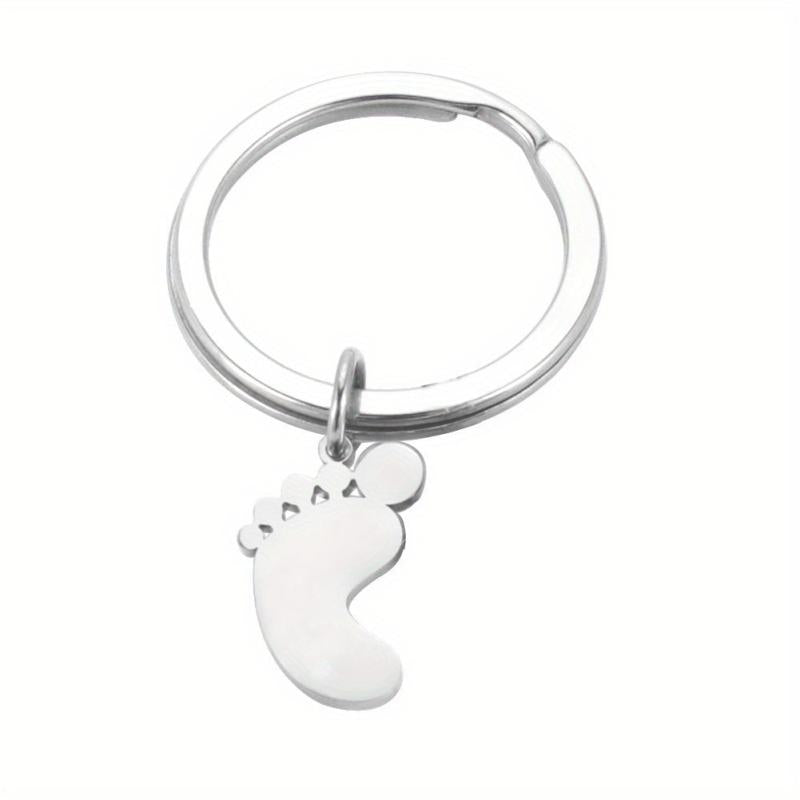 Stainless Steel Baby Feet Keychain For Men Family Father's Gift Car Keyring
