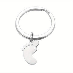 Stainless Steel Baby Feet Keychain For Men Family Father's Gift Car Keyring