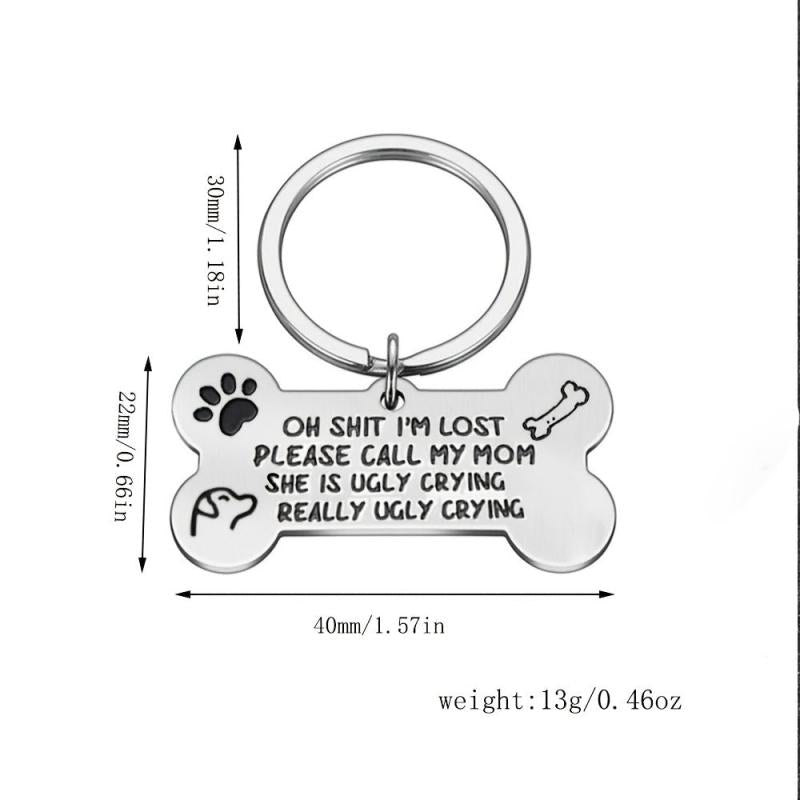 Stainless Steel Dog Tag Keychain with Call My Mom Text