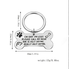 Stainless Steel Dog Tag Keychain with Call My Mom Text