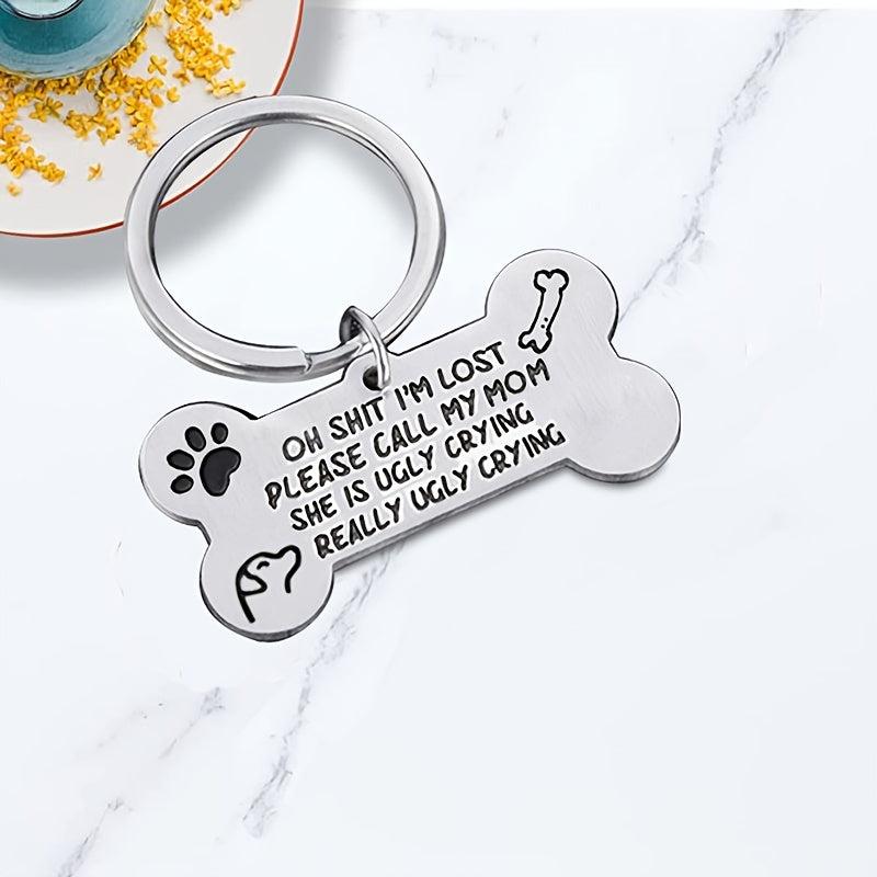 Stainless Steel Dog Tag Keychain with Call My Mom Text
