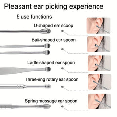 7pcs Ear Wax Removal Kit Spoon Spiral Spring Ear Pick Tools