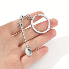 Alice Crown Mini Keychain Tea Spoon Pendant Retro Crown Spoon Key Chain