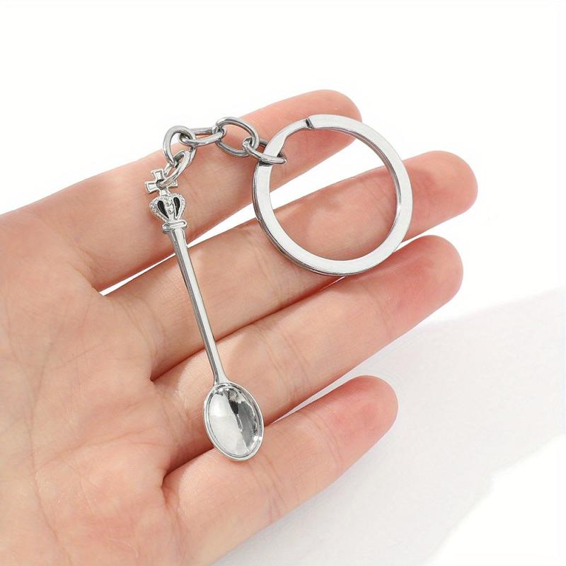 Alice Crown Mini Keychain Tea Spoon Pendant Retro Crown Spoon Key Chain