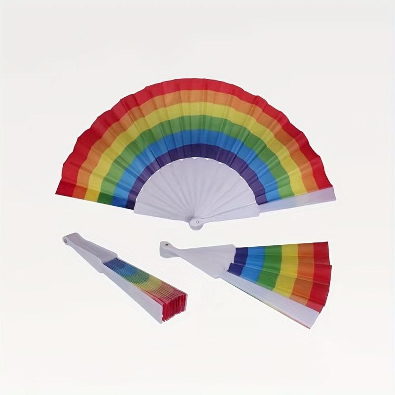 Rainbow Cloth Folding Fan Dance Fan Chinese Style Custom Fan