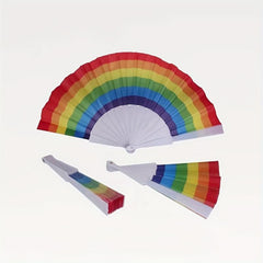 Rainbow Cloth Folding Fan Dance Fan Chinese Style Custom Fan