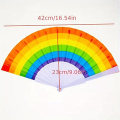 Rainbow Cloth Folding Fan Dance Fan Chinese Style Custom Fan