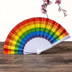 Rainbow Cloth Folding Fan Dance Fan Chinese Style Custom Fan