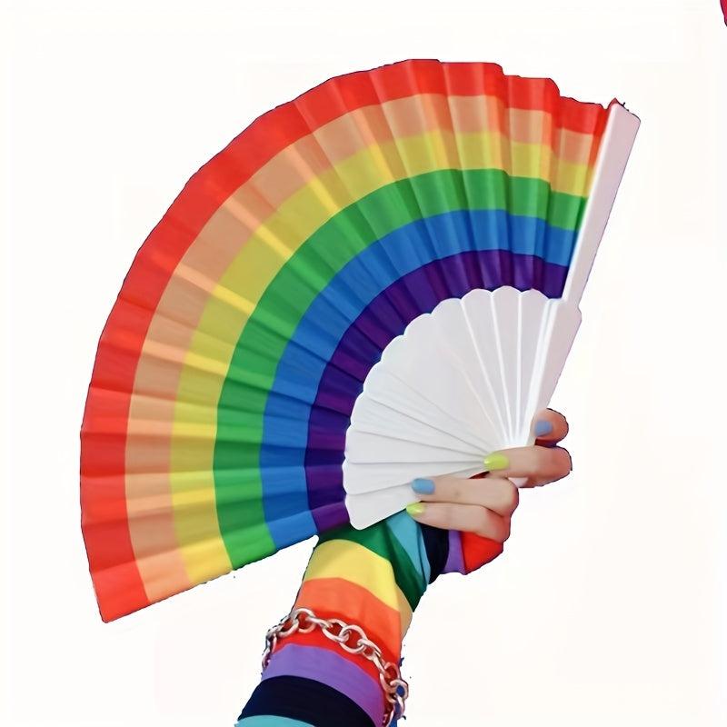 Rainbow Cloth Folding Fan Dance Fan Chinese Style Custom Fan