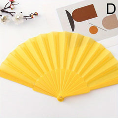Solid Foldable Fan Vintage Cloth Handheld Fan For Party