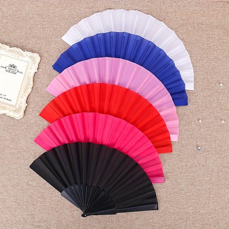 Solid Foldable Fan Vintage Cloth Handheld Fan For Party