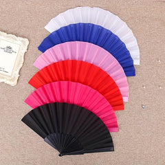 Solid Foldable Fan Vintage Cloth Handheld Fan For Party
