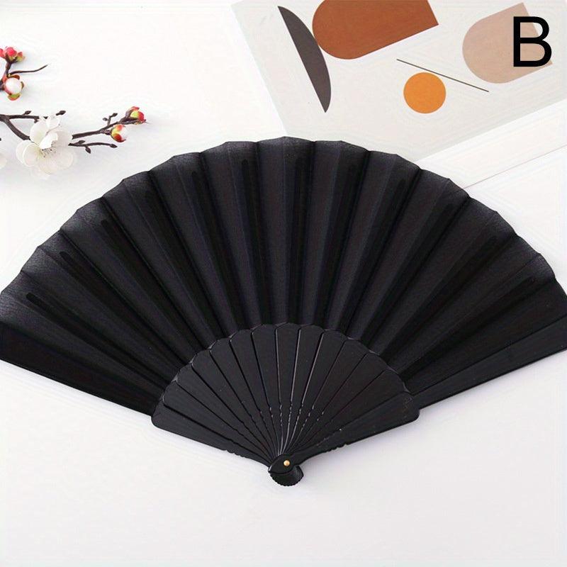 Solid Foldable Fan Vintage Cloth Handheld Fan For Party
