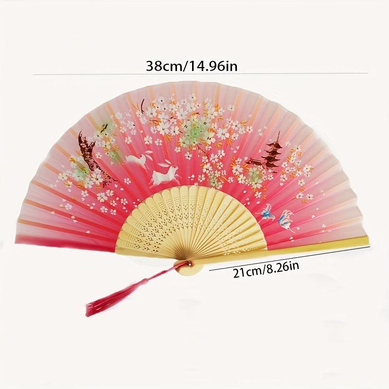 Chinese Style Paper Folding Fan Floral Printed Fan for Women