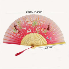 Chinese Style Paper Folding Fan Floral Printed Fan for Women