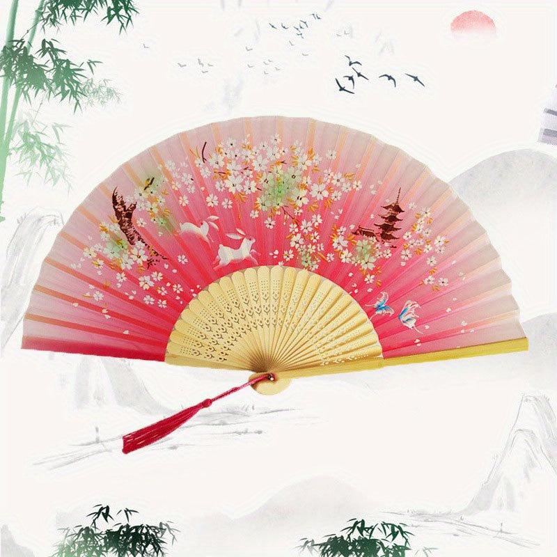Chinese Style Paper Folding Fan Floral Printed Fan for Women