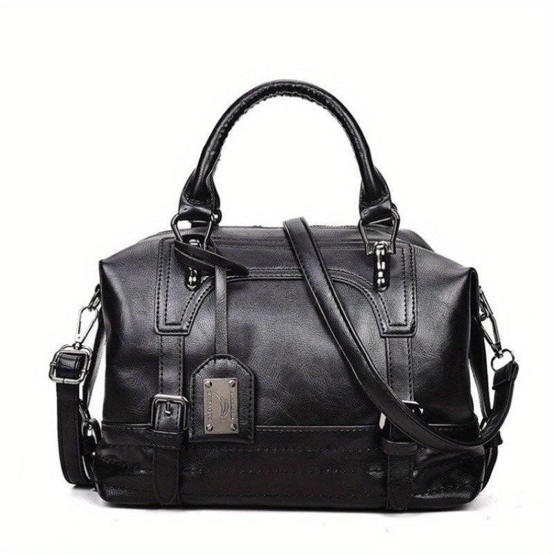 Vintage Large Capacity Tote Bag PU Leather Travel Crossbody Bag