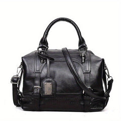 Vintage Large Capacity Tote Bag PU Leather Travel Crossbody Bag