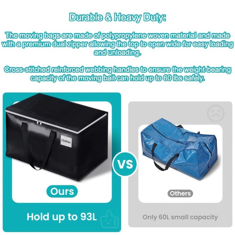 Heavy Duty Mobile Storage Bag with Zipper & Handle, 93L Capacity