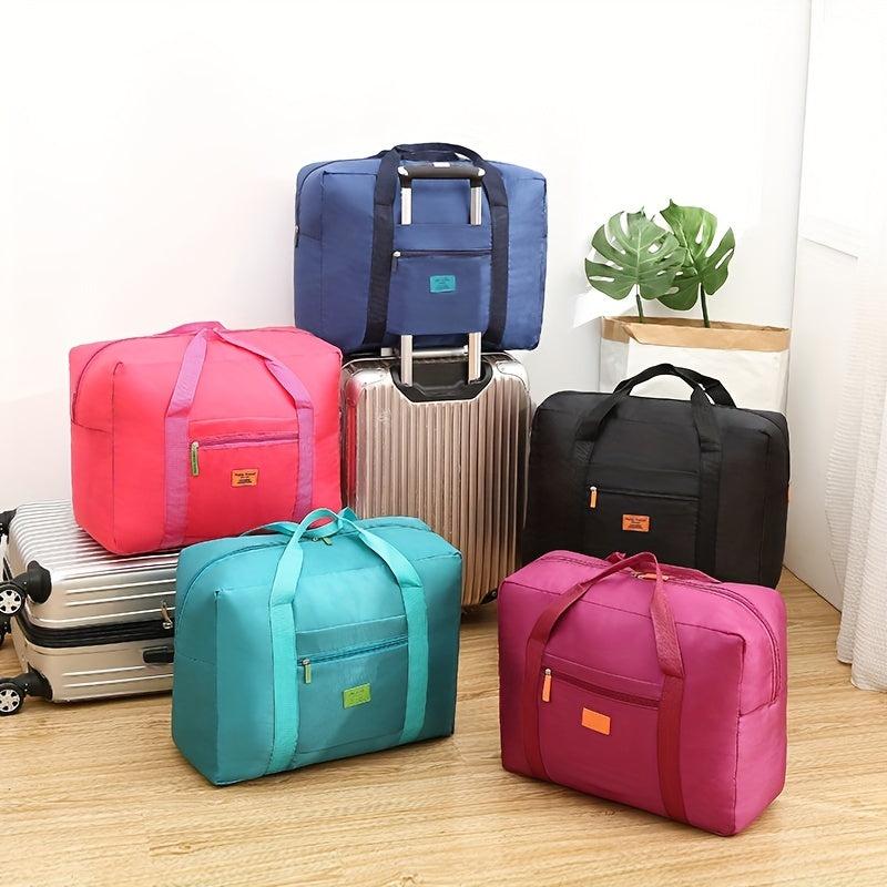 Letter Patch Travel Bag Portable Nylon Zipper Clothing & Lingerie Storage Bag