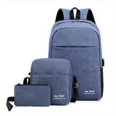 3 Pcs Letter Graphic Backpack & Shoulder Bag Set for Travel Work