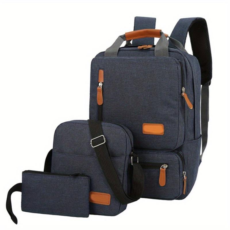 3PCS Large Capacity Laptop Backpack School Preppy BookBag Daypack