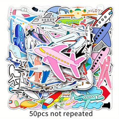 50pcs Airplane Graffiti Stickers Waterproof Cartoon Toy Stickers