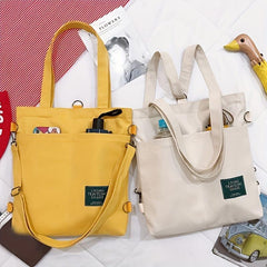 Casual Large Capacity Shoulder Bag Solid Canvas Storage Bag Women's School Bag