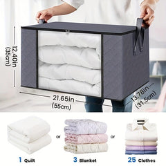 Large Capacity Clothes Storage Bins Durable Handles Zippers Thick Fabric