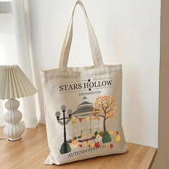 Stars Hollow Pattern Tote Bag Canvas Shoulder Bag