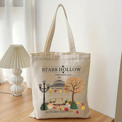 Stars Hollow Pattern Tote Bag Canvas Shoulder Bag