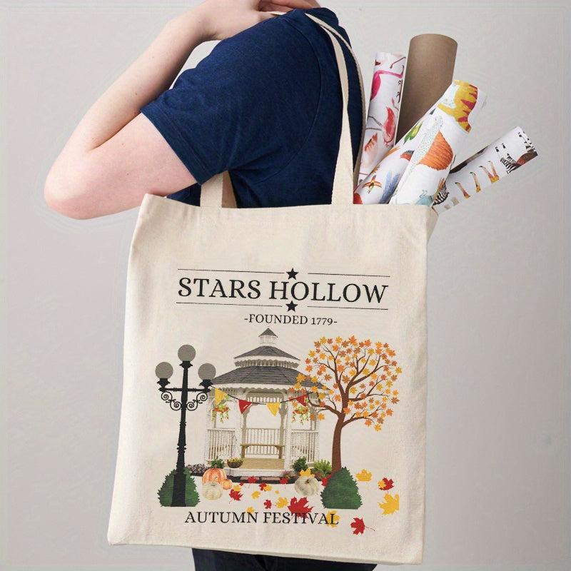 Stars Hollow Pattern Tote Bag Canvas Shoulder Bag