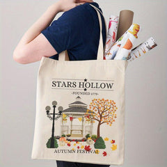 Stars Hollow Pattern Tote Bag Canvas Shoulder Bag