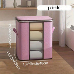Large Clothes Organizer with Handles and Clear Window Storage Bin Containers